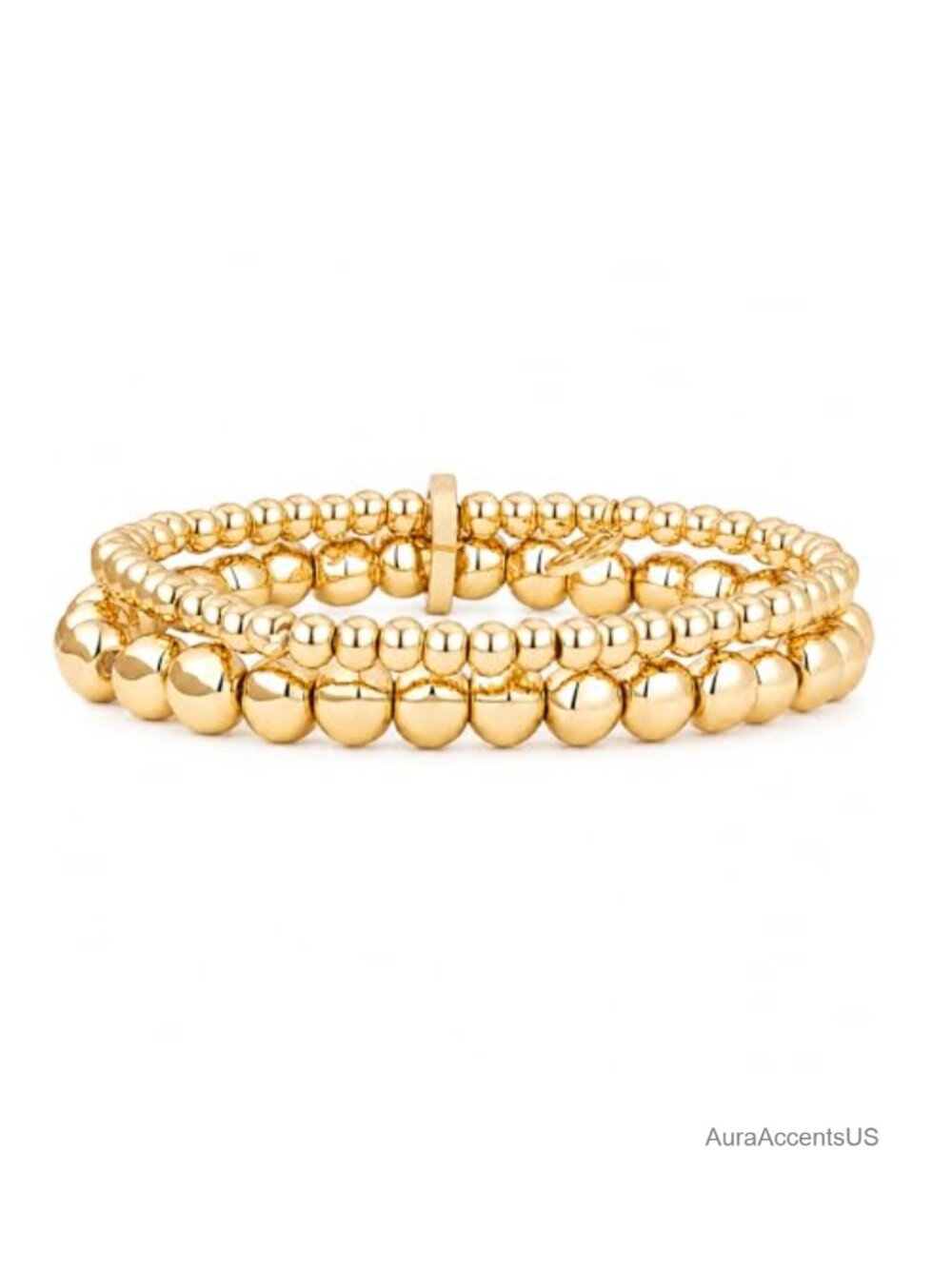 18K Gold Plated Beaded Stretch Bracelet Women Stackable Pearl Jewelry Gift